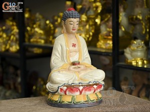 Tượng Ngài A Di Đà ngồi đài sen men rạn, cao 35cm