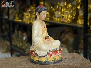 Tượng Ngài A Di Đà ngồi đài sen men rạn, cao 35cm