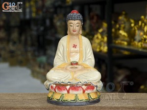 Tượng Ngài A Di Đà ngồi đài sen men rạn, cao 35cm