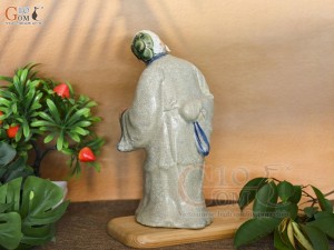 Tượng ông lão mai ghép cây men rạn, cao 27cm