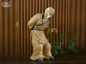 Tượng ông lão mai men nâu, cao 55cm (ghép cây)