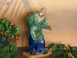 Tượng ông lão mai men xanh, cao 30cm (ghép cây)