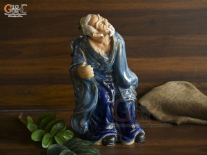 Tượng ông lão mai men xanh, cao 33cm (ghép cây)