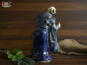 Tượng ông lão mai men xanh, cao 33cm (ghép cây)