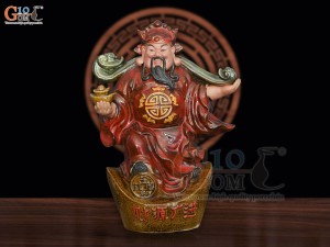 Tượng ông Lộc Thần Tài men đỏ, cao 38cm 