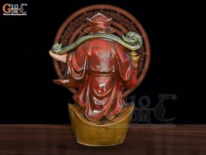 Tượng ông Lộc Thần Tài men đỏ, cao 38cm 