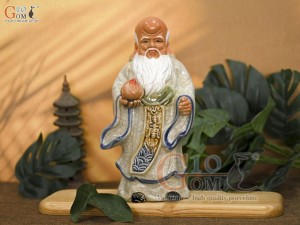 Tượng ông Thọ men rạn cổ ghép cây, cao 32cm