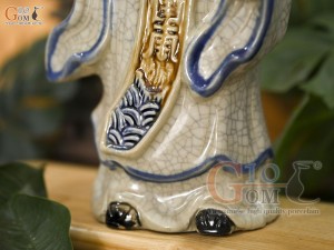 Tượng ông Thọ men rạn cổ ghép cây, cao 27cm