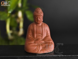 Tượng Phật A Di Đà gốm đất đỏ, cao 7.5cm