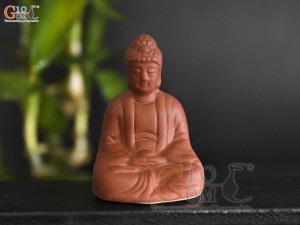 Tượng Phật A Di Đà gốm đất đỏ, cao 7.5cm