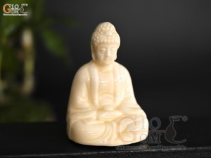 Tượng Phật A Di Đà men màu kem, cao 7.5cm