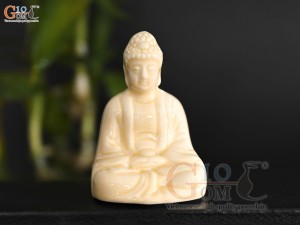 Tượng Phật A Di Đà men màu kem, cao 7.5cm