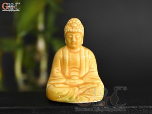 Tượng Phật A Di Đà men màu vàng, cao 7.5cm