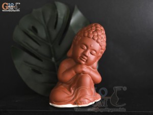 Tượng Phật an nhiên gốm đất đỏ, cao 9cm