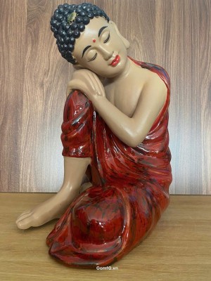 Tượng Phật An Nhiên men hỏa biến đỏ, cao 33cm