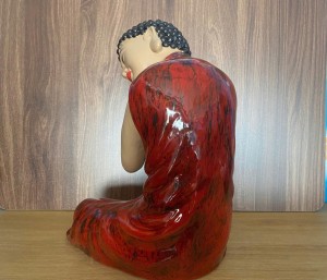 Tượng Phật An Nhiên men hỏa biến đỏ, cao 33cm
