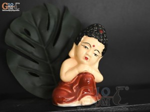 Tượng Phật an nhiên men màu nâu, cao 9cm