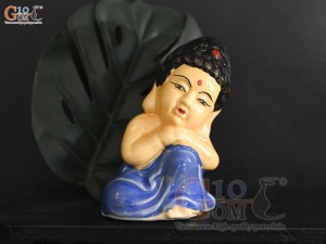 Tượng Phật an nhiên men màu xanh, cao 9cm