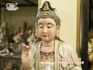 Tượng Phật Bà Quan Âm men rạn, cao 80cm