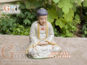 Tượng Phật A Di Đà men rạn, cao 35cm