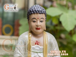 Tượng Phật A Di Đà men rạn, cao 35cm