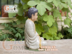 Tượng Phật A Di Đà men rạn, cao 35cm