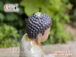 Tượng Phật A Di Đà men rạn, cao 35cm