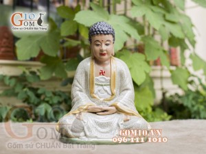 Tượng Phật A Di Đà men rạn, cao 35cm