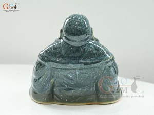 Tượng Phật Di Lạc men cẩm thạch, cao 17cm