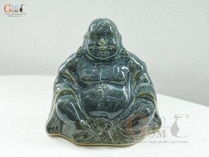 Tượng Phật Di Lạc men cẩm thạch, cao 17cm