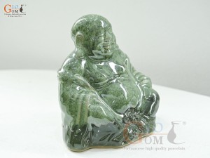 Tượng Phật Di Lạc men thiên thanh, cao 17cm