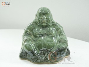 Tượng Phật Di Lạc men thiên thanh, cao 17cm