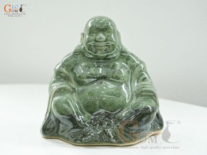 Tượng Phật Di Lạc men thiên thanh, cao 17cm