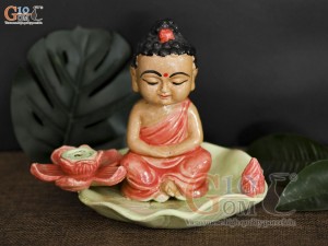 Tượng Phật đốt trầm ngồi đài sen 