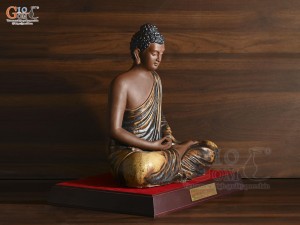 Tượng Phật Thích Ca Mâu Ni bằng gốm men hỏa biến cao 40cm