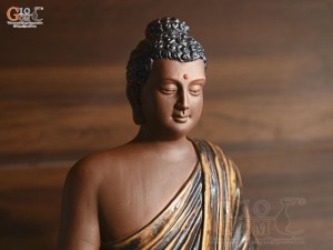 Tượng Phật Thích Ca Mâu Ni bằng gốm men hỏa biến cao 40cm