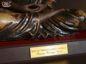 Tượng Phật Thích Ca Mâu Ni bằng gốm men hỏa biến cao 40cm