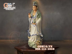 Tượng Quan Âm cưỡi Cá Chép hoá Rồng, cao 50cm