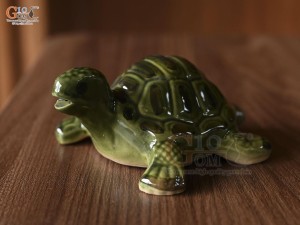 Tượng Rùa men xanh, dài 14cm