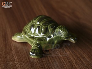 Tượng Rùa men xanh, dài 14cm