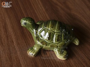 Tượng Rùa men xanh, dài 14cm