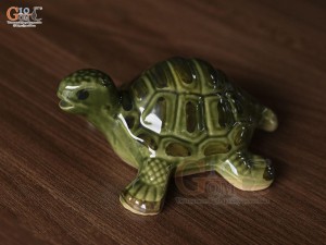 Tượng Rùa men xanh, dài 14cm