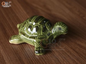 Tượng Rùa men xanh, dài 14cm