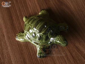 Tượng Rùa men xanh, dài 14cm