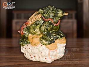 Tượng sứ Cóc ngậm tiền vàng Phúc Thọ Mãn Đường, cao 28cm
