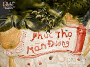 Tượng sứ Cóc ngậm tiền vàng Phúc Thọ Mãn Đường, cao 28cm