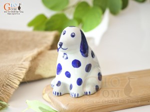 Tượng sứ decor dáng Chó đốm, cao 10cm