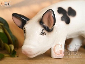 Tượng sứ heo lai đốm, dài 27cm