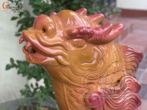 Tượng sứ men màu Cá Chép Hóa Rồng, cao 54cm