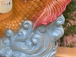 Tượng sứ men màu Cá Chép Hóa Rồng, cao 54cm